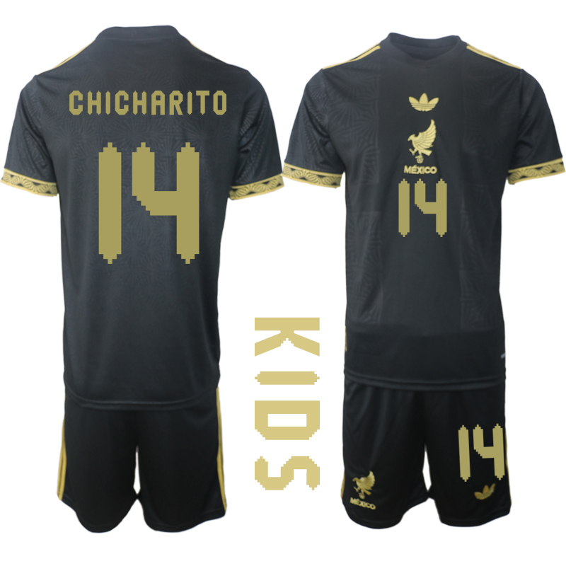 Youth 2025-2026 National Team Season Mexico Black #14 Soccer Jersey